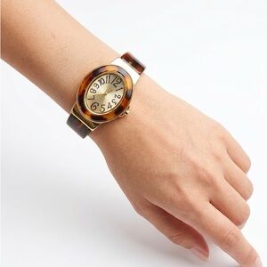 Vintage Tortoise Shell Watch with Gold Dial